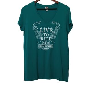 Harley-Davidson Women's "Live To Ride" V-Neck T-shirt